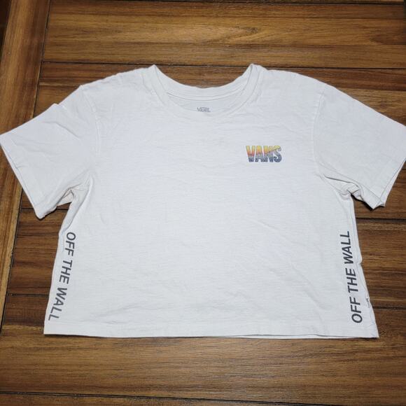 VANS Crop White Tee - Size Small - Picture 1 of 6